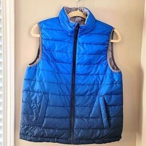 Puffer Vest Boys Reversible Size 14-16 Blue Ombre / Grey Wonder Nation #468